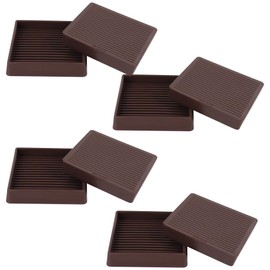 Square Rubber Furniture Caster Cups, 3x3 Inches, Brown, Non-Slip Floor Protectors for Heavy Furniture, 4 Pack