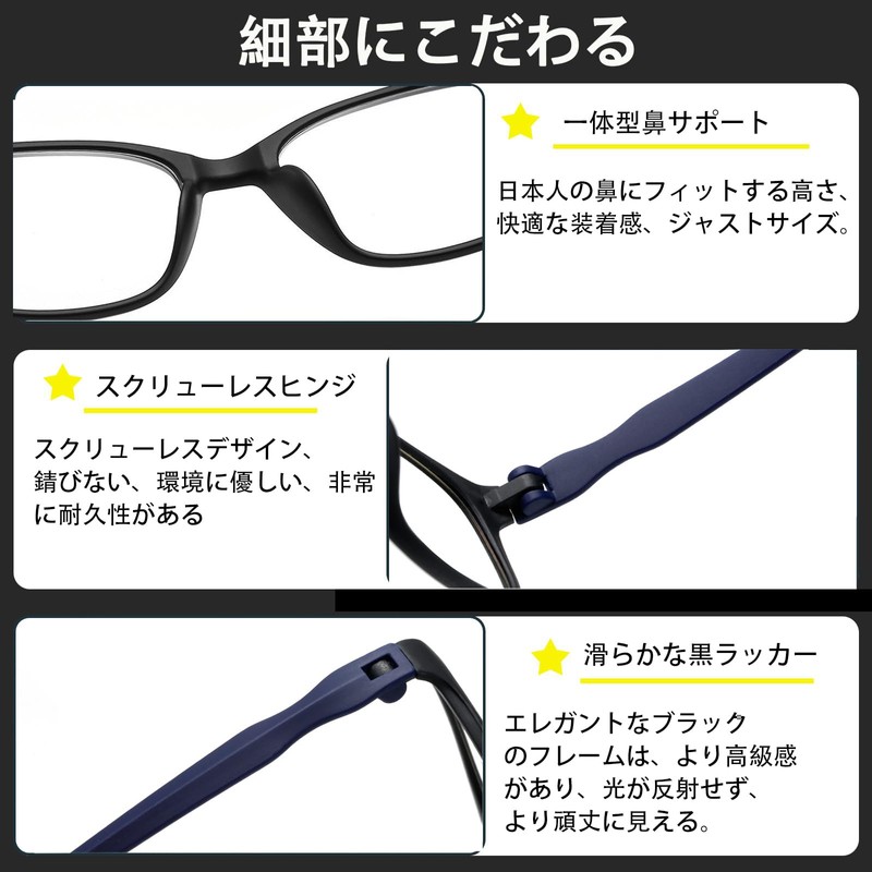 [JINSCOOP] 老眼鏡 おしゃれ 軽量形状記憶 フレーム ウェリントンフレーム老眼鏡 老眼用メガネ レディース メンズ ブルーライトカット