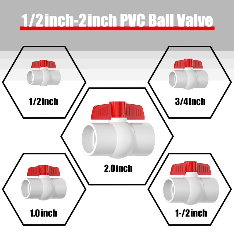 EPHECH 16PCS 3/4" PVC Ball Valve, SCH40 Slip PVC Water