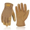 HANDLANDY Leather Gardening Gloves, Work Gloves for Men and Women,
