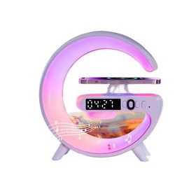 Smart LED Table Lamp, Wireless Charger Atmosphere Lamp 4-in-1 Speaker with Lights, Bedside Lamp with Clock, Color Changing Sound Machine Sunrise Simulation Alarm Clock Light for Home Decor Bedroom