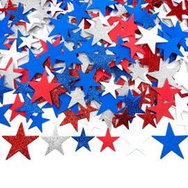 FUGUIR 240 Counts Patriotic Foam Stars Stickers Red White and Blue Colors Self Adhesive Star Shaped Glitter Foam Stickers for 4th of July Independence Day Scrapbook DIY Crafts Supplies