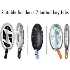 PADITURAL 7-Button Key Fob Cover for Hyundai 2024-2025 Tucson Elantra Santa Fe Kona Sonata IONIQ, Protective Case with Anti-Loss Keychain, Black and Red