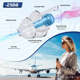 Aeroplane Ear Plugs, 2 Pairs, 25 dB Noise Insulation, 100 x Reusable, Painless Flying Travel Ear Plugs, Pressure Compensation on the Aeroplane Ear Protection Plugs for Adults Children 12+