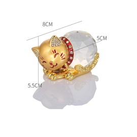 Hoobar Alloy Crystal Lucky Cat Figurine for Wedding,Birthday,Car and Home Decoration Furnishing Article (Gold)