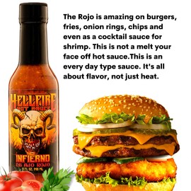 Hellfire Hot Sauce Infierno De Ajo Rojo - Gourmet Red Salsa Hot Sauce With Garlic and Carolina Reaper Peppers, 5 oz.