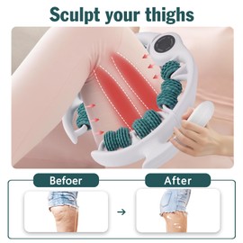 Cellulite Massage Tool Lymphatic Drainage Massager for Thighs & Legs & Buttocks, Anti Cellulite Roller with Detachable Handles Fascia Massage Tool for Contoured & Smoother Skin, White-Green