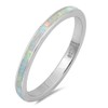 White Simulated Opal Eternity Stackable Ring New .925 Sterling Silver