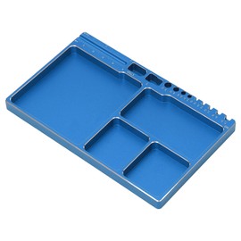 Magnetic Screw Tray, Aluminium Alloy Large Space Sturdy Durable RC Repair Tool Tray for RC Car(Blue)
