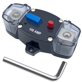 Erayco Disyuntor de circuito de 100 amperios con reinicio manual, 12-48 voltios CC, motor de arrastre de calibre 0-8, audio estéreo, portafusibles en línea para automóviles, caravanas, barcos marinos (100 A)