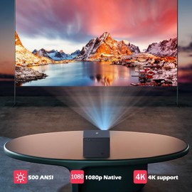 {Auto Focus/4K Support} FHD 1080P Projector 800 ANSI Cube Max 5G WiFi Bluetooth Outdoor Full-Sealed Enclosure Smart Home Movie Cinema Sports Game Karaoke Ready 20W Bass ZOOM Work w/ iOS Andrioid Cast