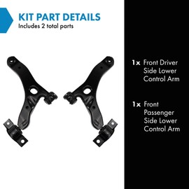 TRQ Front Lower Control Arm Set Compatible with 2010-2013 Ford Transit Connect