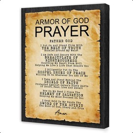 Armor of God Prayer Wall Art,Lords Prayer Canvas Wall Art,Christian Bible Verse Wall Decor,Scripture Religious Wall Decor for Prayer Room Church