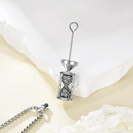 URONE Urn Necklace for Ashes 925 Sterling Silver Ash Pendant Necklace Cremation Jewellery for Men Women, No Gemstone