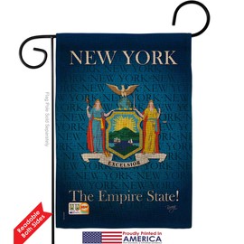 States New York Garden Flag Set Wall Holder Regional USA American Territories Republic Country Particular Area Small Decorative Gift Yard House Banner Double-Sided Made in 13 X 18.5