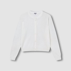 JAJU [JAJU] Women's Sheer Long Sleeve Cardigan_White