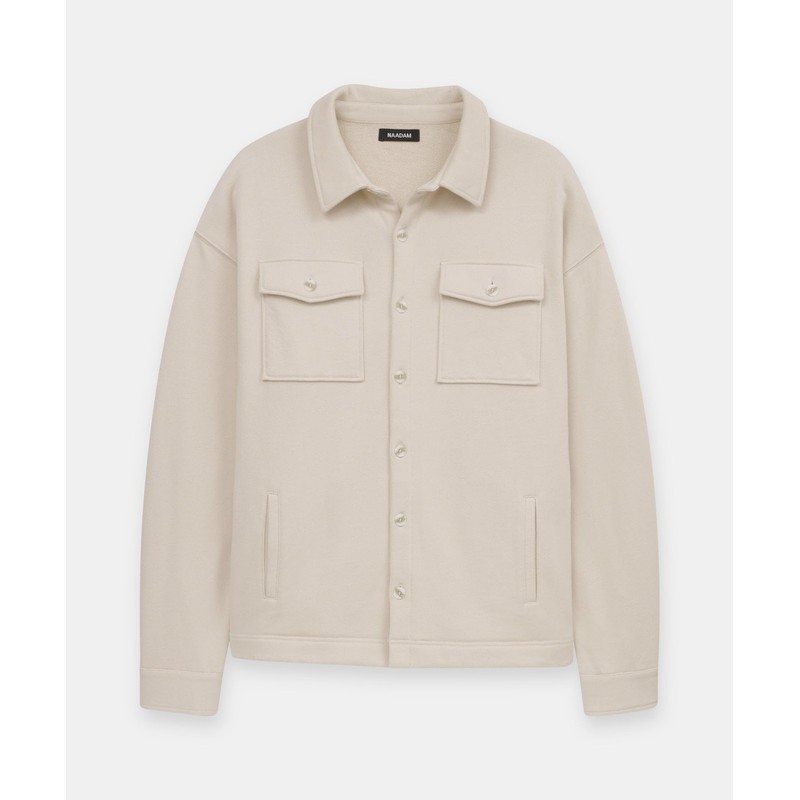 NAADAM Unisex Unisex Terry Shirt Jacket, Ecru,Large