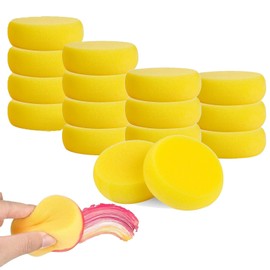 16 Pcs Face Paint Sponges, 7.5 x 2.5cm Round Face Painting Sponges Art Sponges Craft Clay Small Sponge Watercolor Sponges for Pottery Art Craft Pottery Clay Face Painting Ceramics (Yellow)