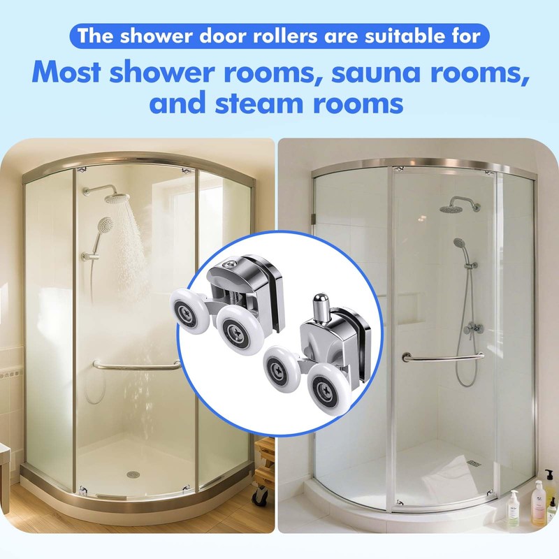 4Pcs Shower Door Rollers, 23mm Shower Rollers for Curved Doors,