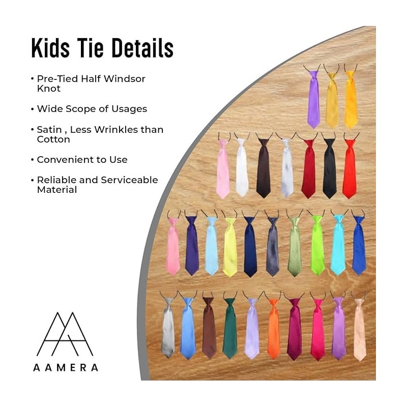 AAMERA Kids Elastic Neckties, Toddlers, Boys, Girls, Preschoolers, Weddings, Birthdays,