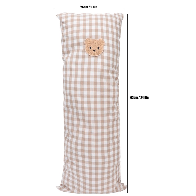Cotton Baby Side Sleep Pillow Cute Plaid Bear Embroidery Pattern
