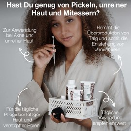 A 7-piece set for daily care for clogged pores and blemished skin | Facial Cleansing, Skin Tonic, Face Cream, Pimple Stick, Face Mask, Blackhead Remover and Face Brush