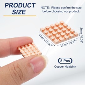 PATIKIL Copper Heatsink 17x17x2mm, 8 Pcs Heat Sink Cooler Radiator for Raspberry Pi Chip CPU Power Transistor FET IC Power Amplifier