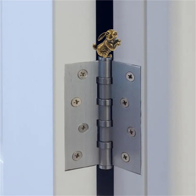 3PCS Brass Rabbit Hinge Heads Decorative Topper, Standing Rabbit Door
