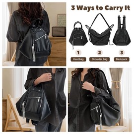 OECTVD Backpack Purse for Women Transforming Bag Large Womens Tote Handbag Leather Travel Backpack Purse Fashion Designer Ladies Shoulder Bags with Tassel