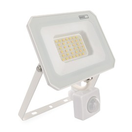 EMOS SIMPO LED Spotlight 30 W with Motion Sensor Super Bright 3000 lm IP44 Waterproof Floodlight for Wet Room or Outdoor Use Neutral White 4000 K Service Life 15000 Pieces 15 cm Connection Cable White