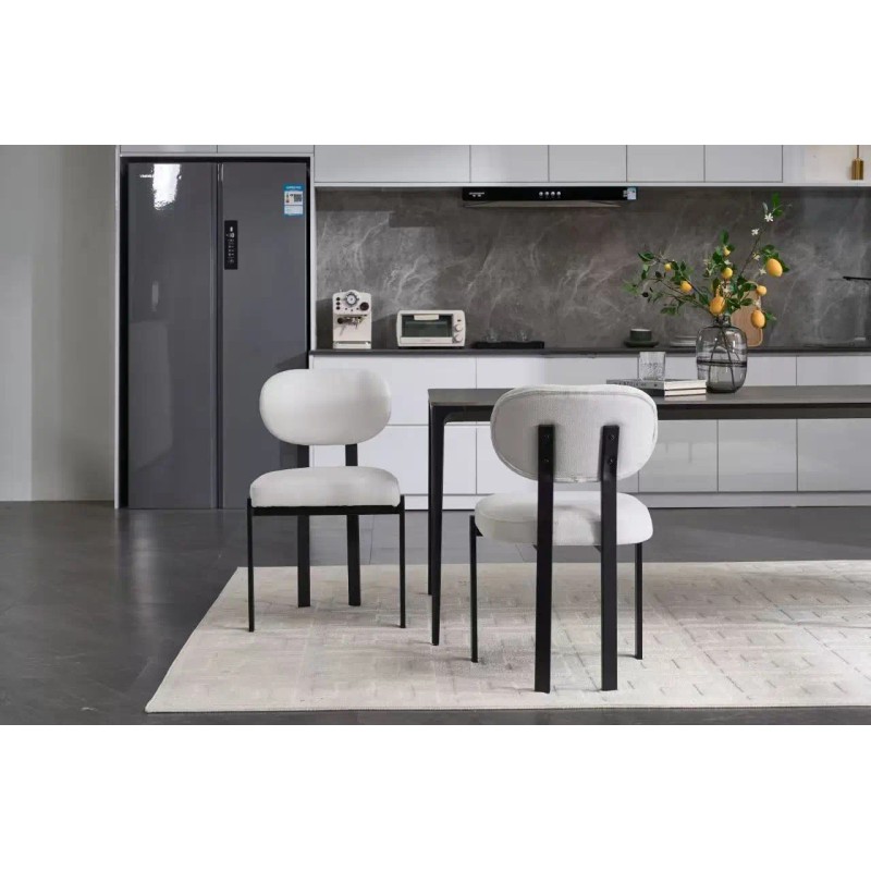 Modern Dining Room Chairs Set of 2, Mid-Century Upholstered Boucle