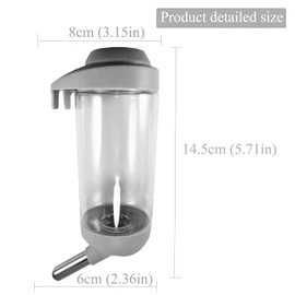 DEEUCHIS Dog Crate Water Bottle Dispenser - No Drip Dog Kennel Water Dispenser & Cage Water Bottle - Easy-to-Use Water Bottle for Dog Crate - Perfect for Keeping Your Pet Hydrated (Grey)-350ML
