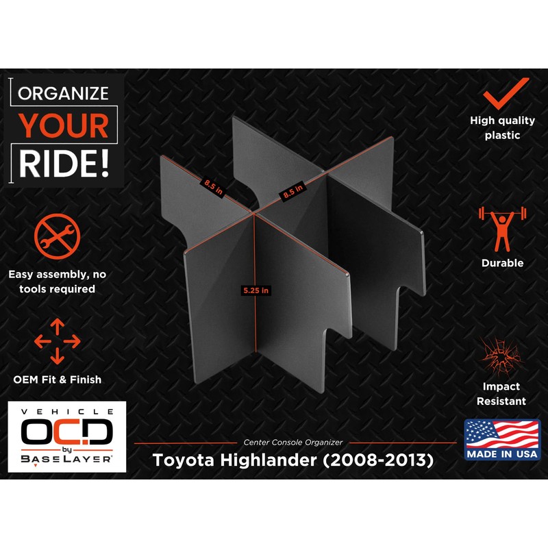 Vehicle OCD - Center Console Organizer for Toyota Highlander (2008-2013)