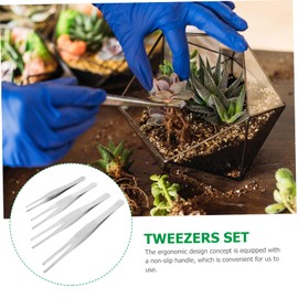 Vaguelly 4pcs Set Stainless Steel Tweezers Set Durable Garden Tweezers for Grooming Non Skid Grip to Lengths for Home Garden Use