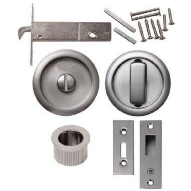 Sliding Bathroom Door Lock Toilet Privacy Round Coin Release Satin