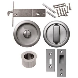 Sliding Bathroom Door Lock Toilet Privacy Round Coin Release Satin Stainless
