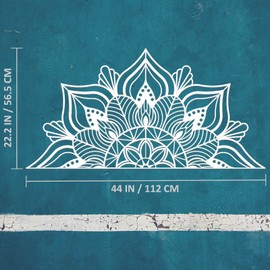 ESTART Large Metal Mandala Wall Decor, Unique Lotus Flower Wall Art for Home Room Bedroom Office Indoor Outdoor Decoration (White)