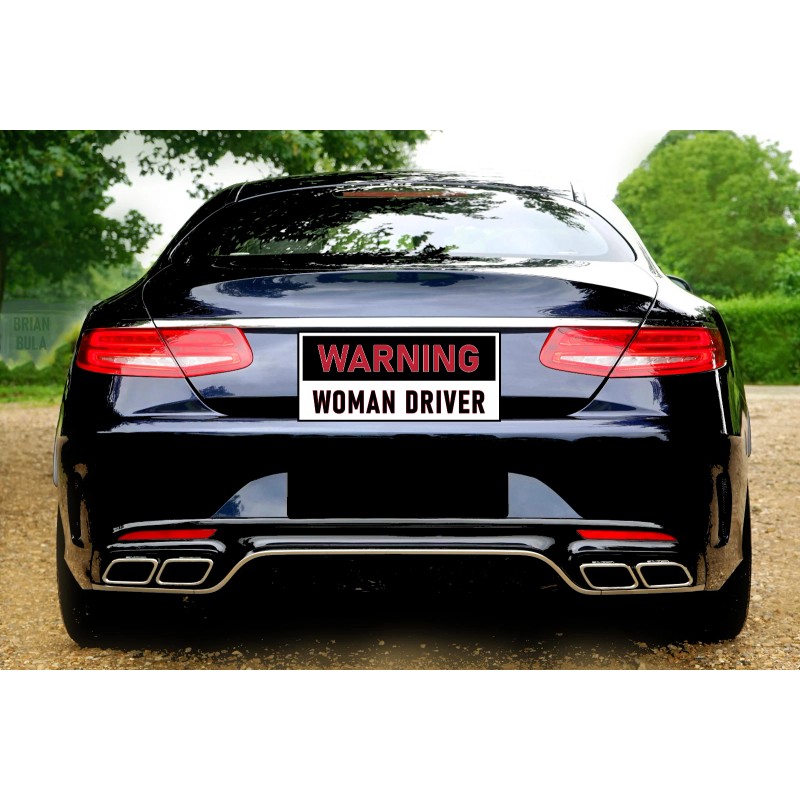 Warning Woman Driver Bumper Sticker Large 4x9 Funny Car Sticker