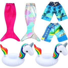 Hungdao 6Pcs Christmas Elf Clothing Accessory Set Include Ear Muff Scarf Inflatable Snow Tube or Mermaid Costume for Elf Doll (Mermaid)