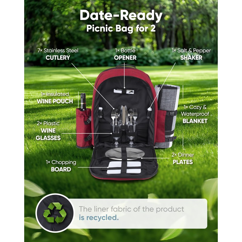 PL Harmony Picnic Backpack for 2 - All-in-One for Couples