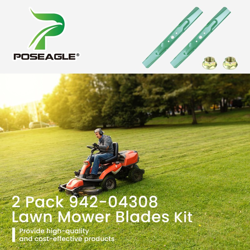 POSEAGLE 942-04308 Mower Blades with Nut for Cub Cadet 42