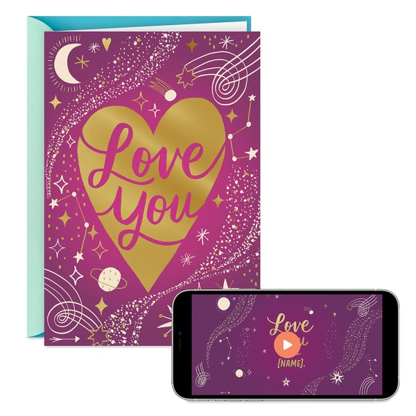 Hallmark Personalized Video Love Card, Romantic Birthday Card, Anniversary Card, Sweetest Day Card—Love You (Record Your Own Video Greeting)