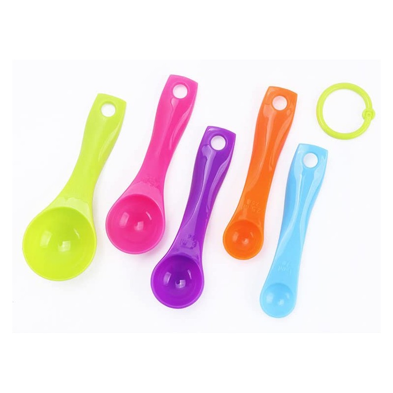 Set of 5 Plastic Measuring Spoons Set Colorful Measuring Cup