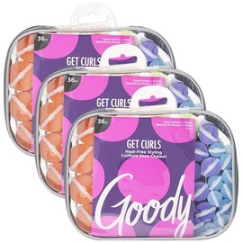 Goody GoCurl Foam Hair Rollers, Assorted Colors, 36 Count (Pack of 3)