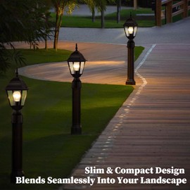 ASHOP Outdoor Post Lights 2 Pack Waterproof Outside Post Lantern with 5.9’‘ Pier Mount Base Exterior Pillar Lantern Outside Lamp Post Light Fixture with Matte Black Aluminum and Clear Glass