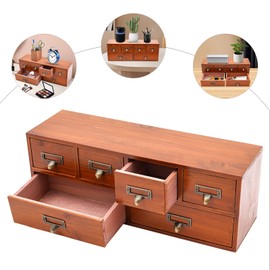 Mahugde 6 Drawers Desktop Dresser, Wood Dressers & Chests of Drawers Retro Wood Storage Organizer with 6 Storage Drawers for Bedroom Living Room