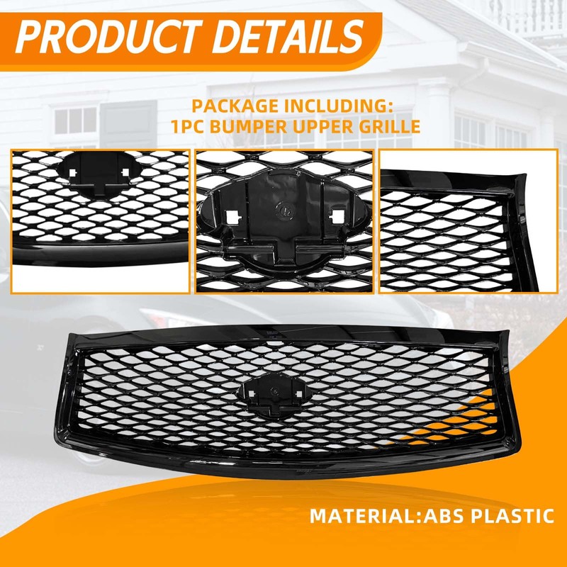 YLT AUTO Front Bumper Cover Upper Grille Replacement Shroud Front