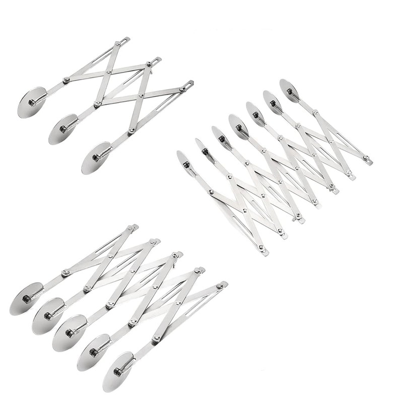 7 Wheel Pastry Cutter, Expandable Telescopic Pizza Slicer Multi-Round Baking