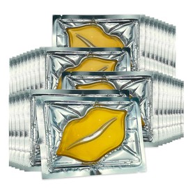 Jakuva 30PCS Gold Gel Collagen Lip Mask,Crystal Moisturizing Lip Plumper Patches For Anti Wrinkle,Anti Chapped,Hydrates Lips(Gold)