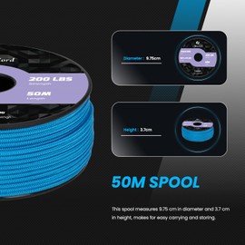 Abma Cord Paracord 2 mm 50 m Nylon Cord 3 Core Rope Type I Cord for Crafts, Camping, Outdoor - Max. 90 kg (200 lbs) - Light Blue